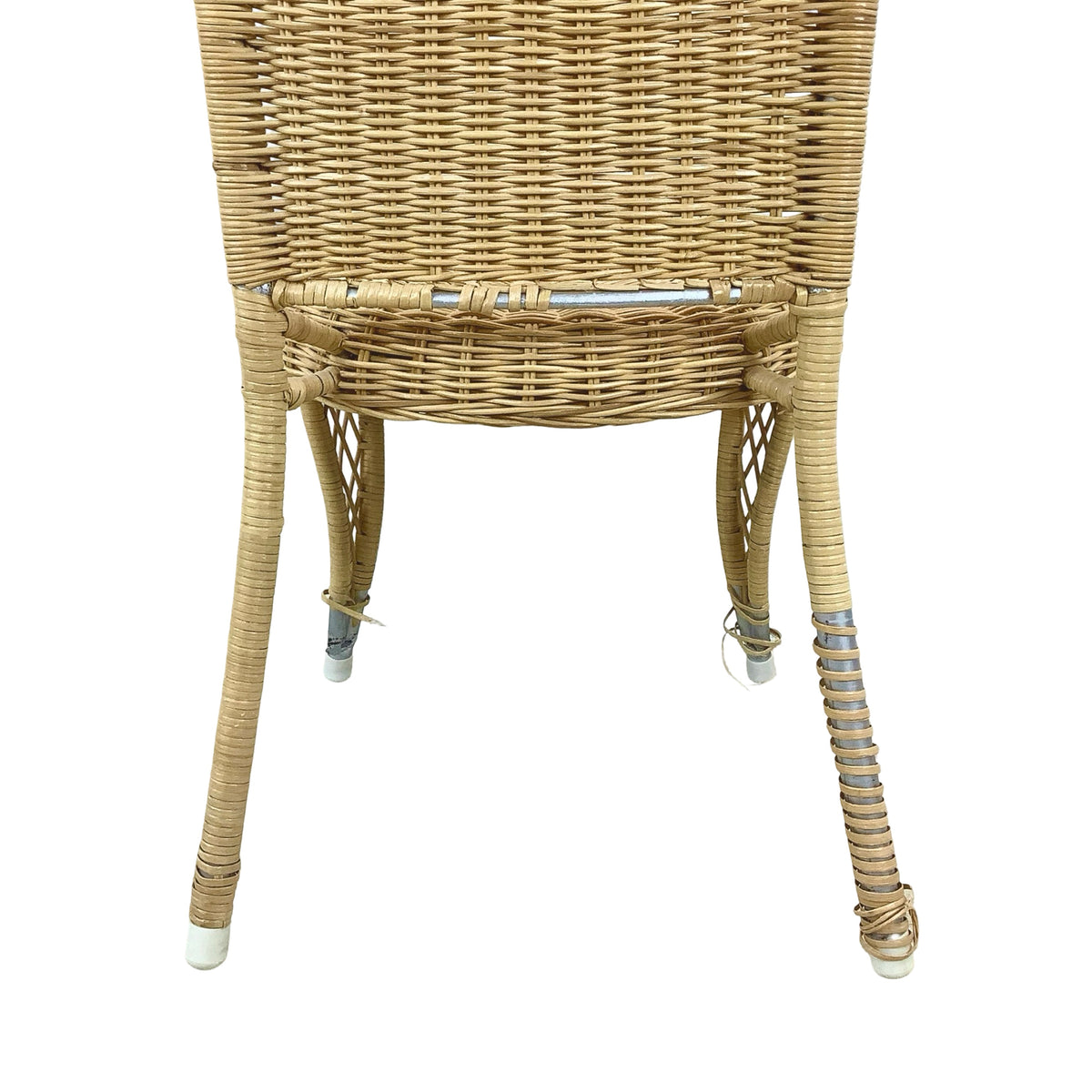 Vintage Woven Wicker & Rattan Side Chair with Cushion