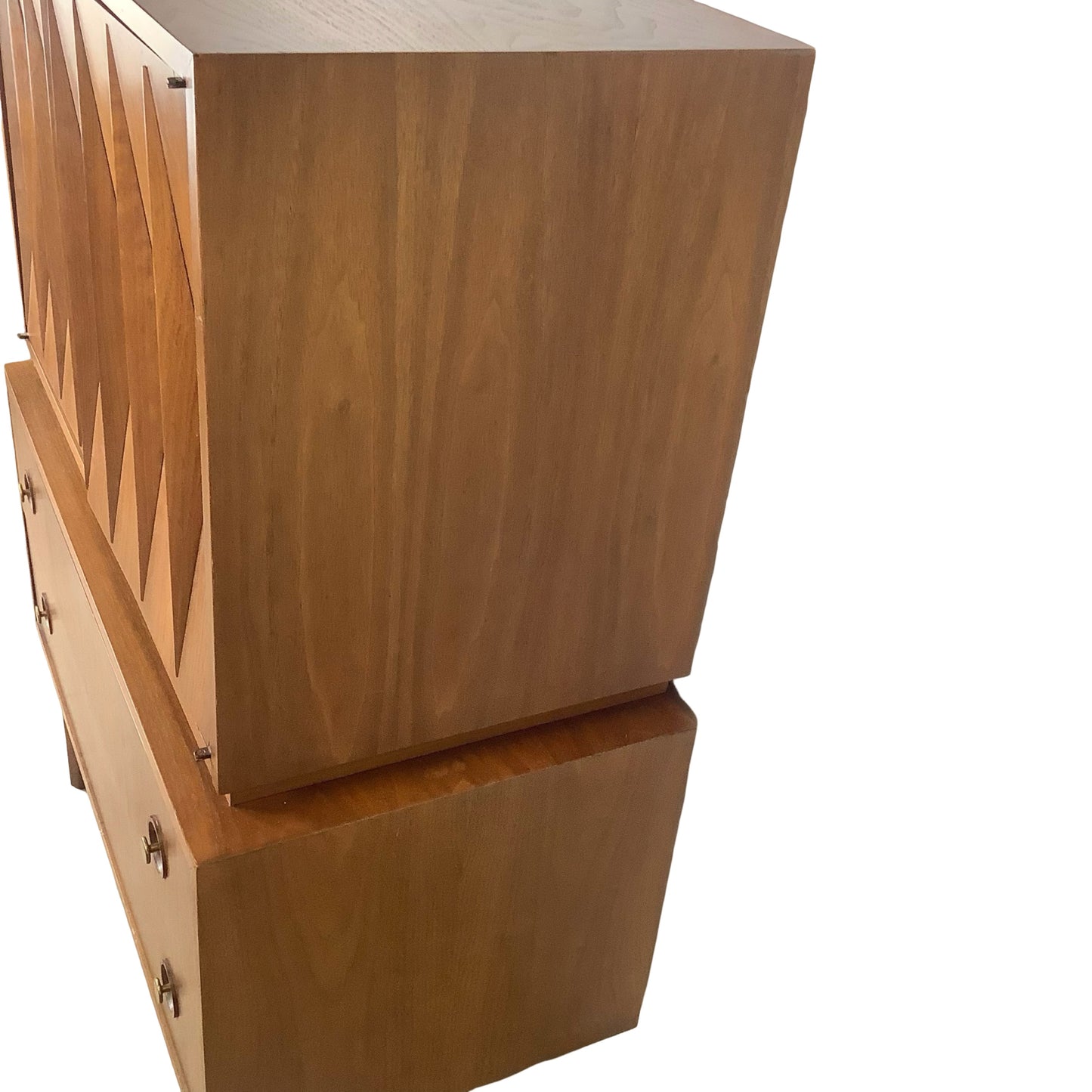 Merton Gershun for American of Martinsville "Harlequin" Walnut Mid-Century Modern Highboy Gentleman's Chest Dresser