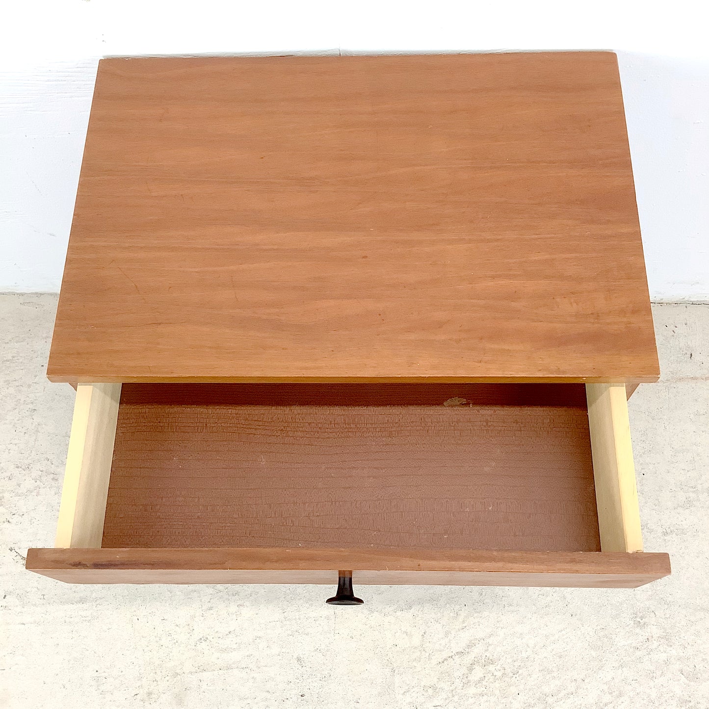 Mid-Century Nightstand With Drawer and Cabinet– Minimalist Form, Warm Finish
