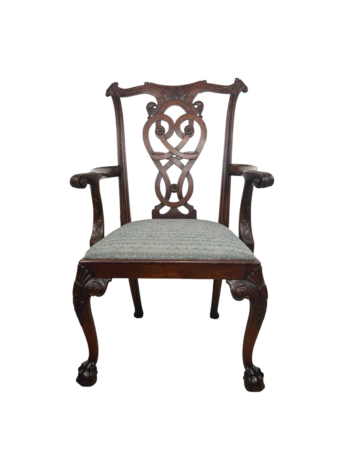 Vintage Maitland-Smith Chippendale Carved Armchair with Ball-and-Claw Feet