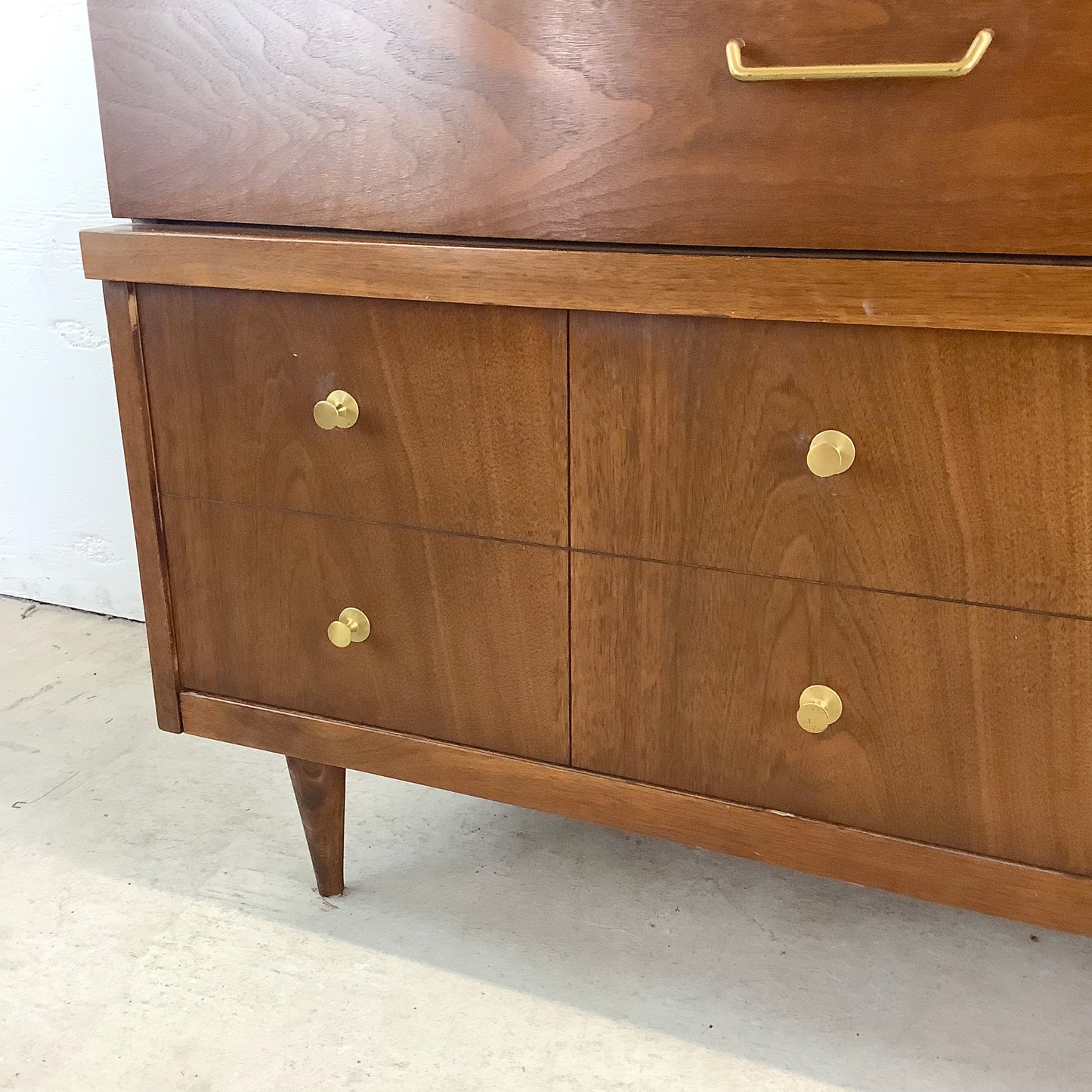 Mid-Century Walnut Highboy Dresser by Bassett Furniture