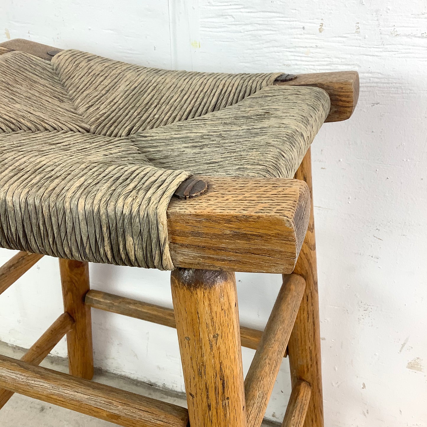 Vintage Rope Seat Counter Stool