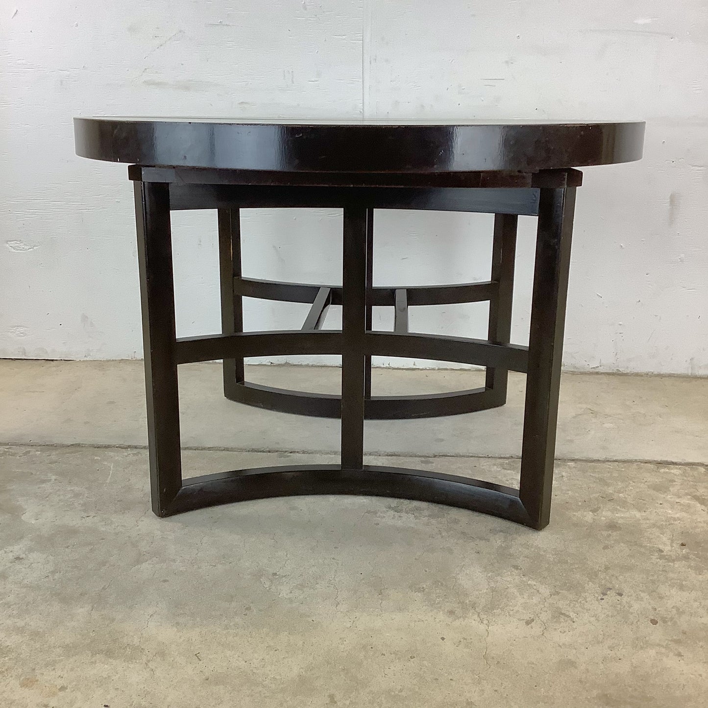 Ebonized Mahogany Round Extension Dining Table — Attributed to Paul T. Frankl