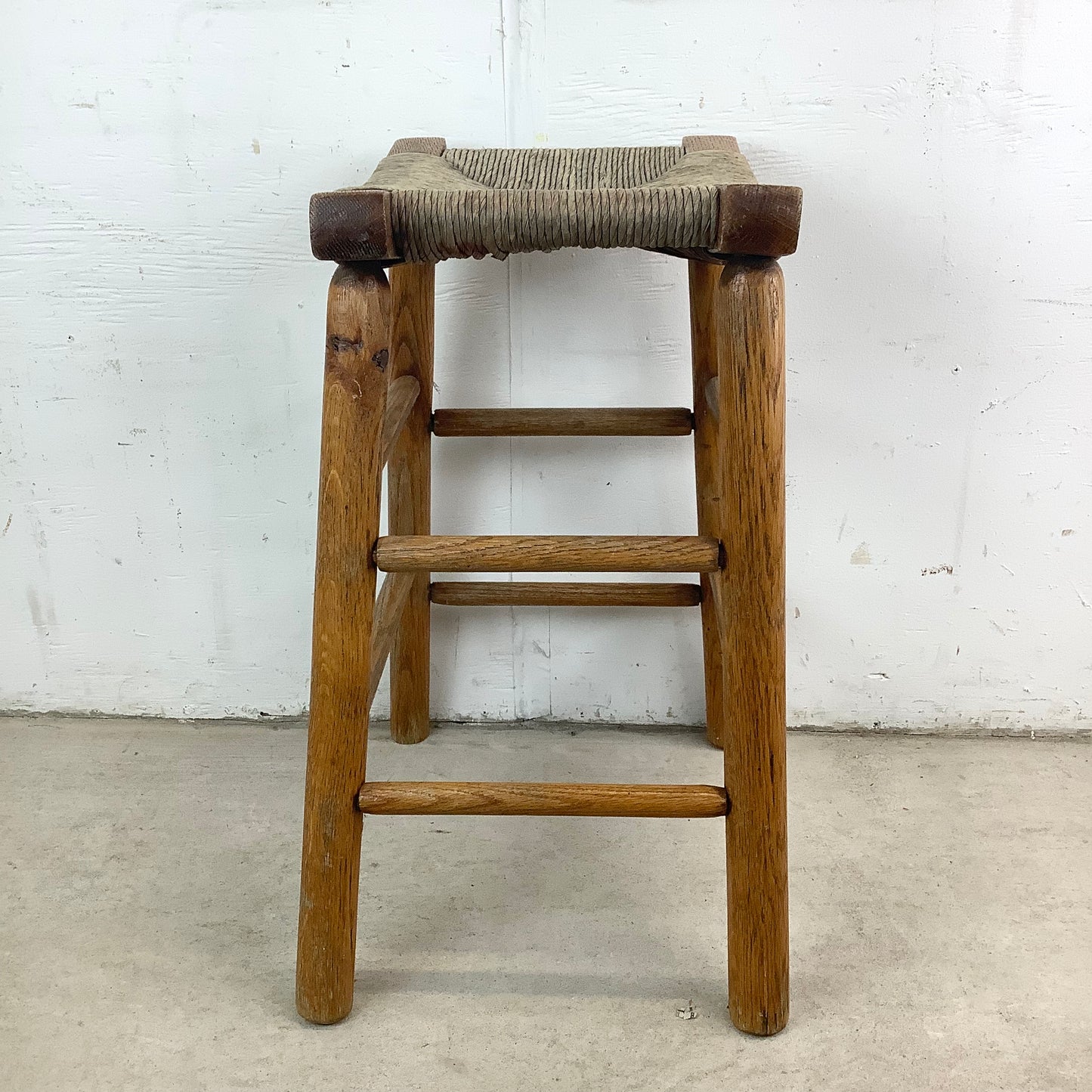 Vintage Rope Seat Counter Stool