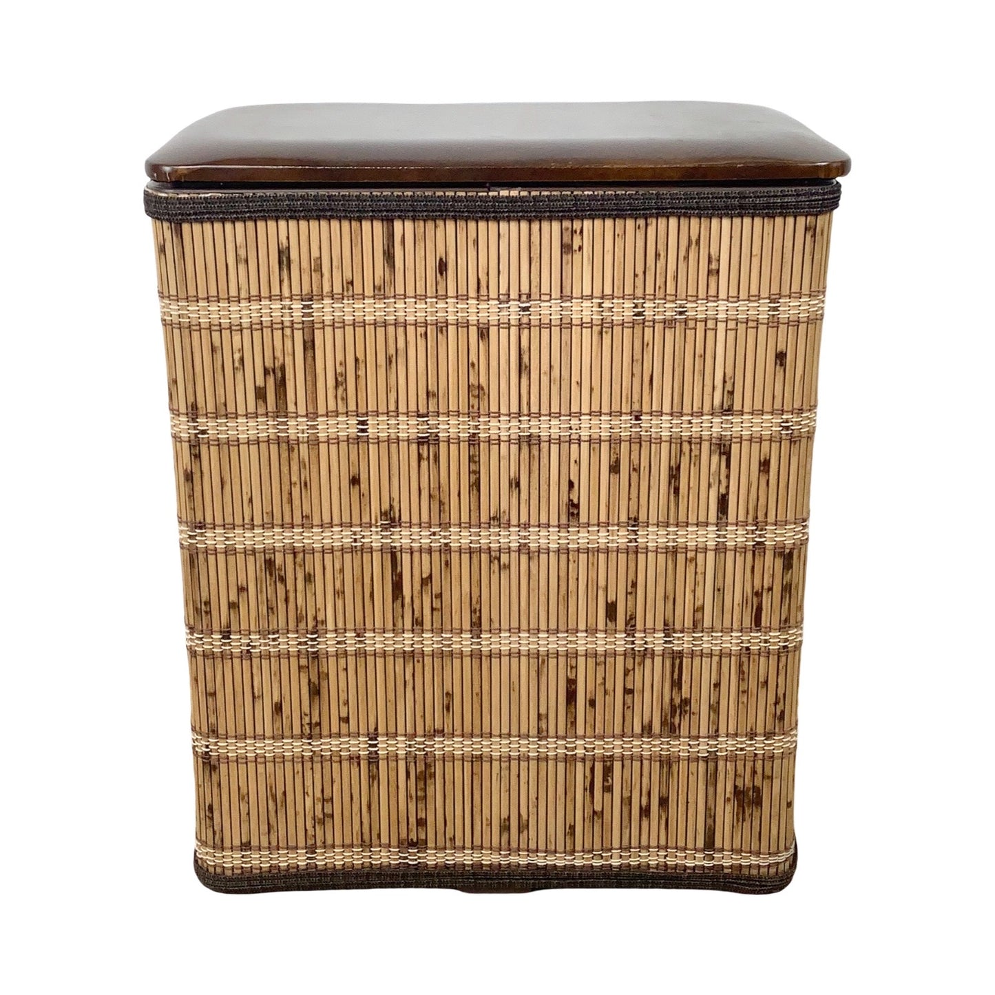 Vintage Bohemian Laundry Basket with Natural Cane Wrap