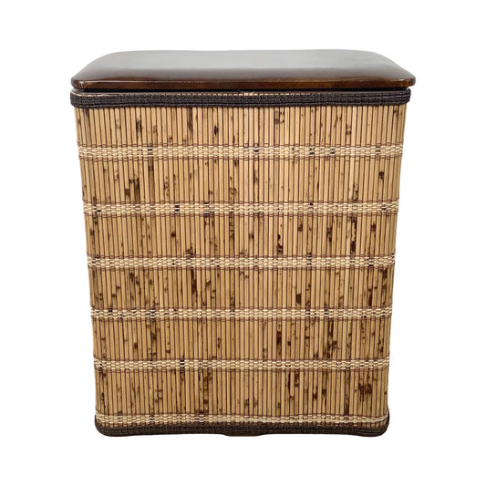 Vintage Bohemian Laundry Basket with Natural Cane Wrap