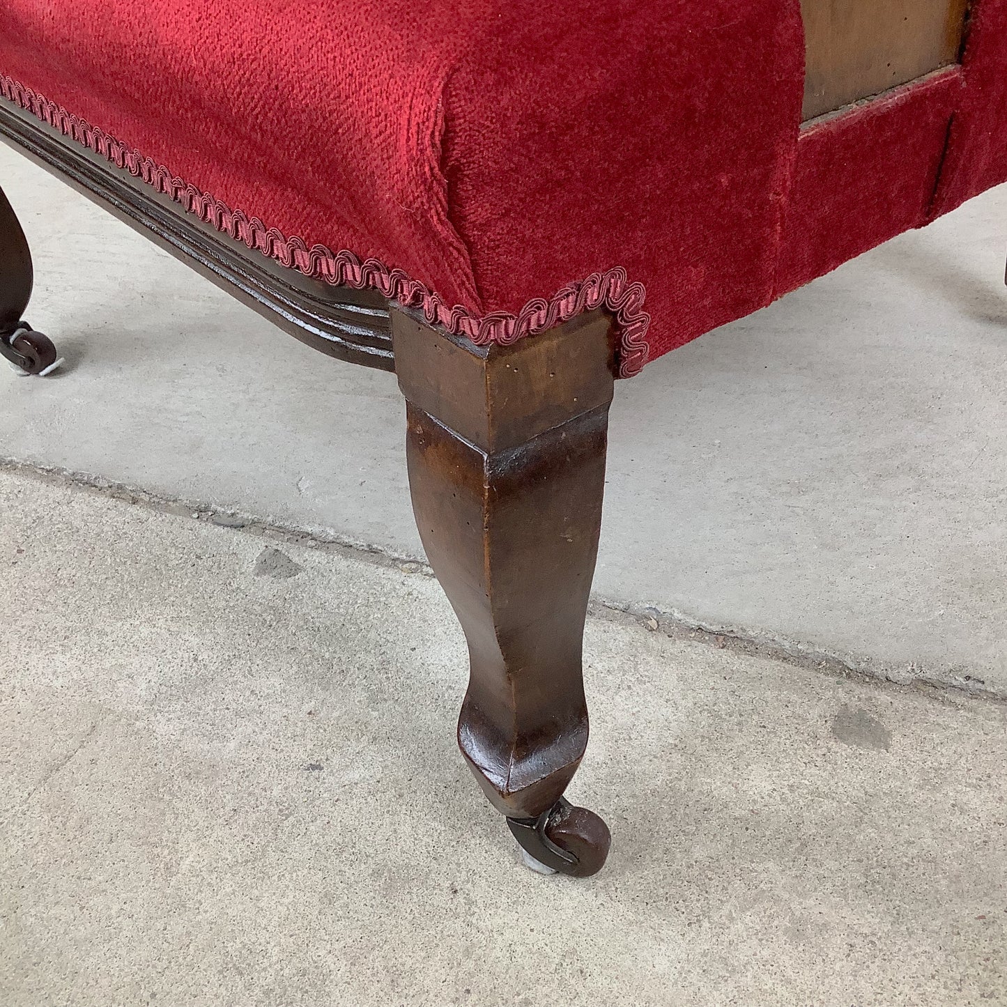 Empire Revival Upholstered Armchair in Red Velvet