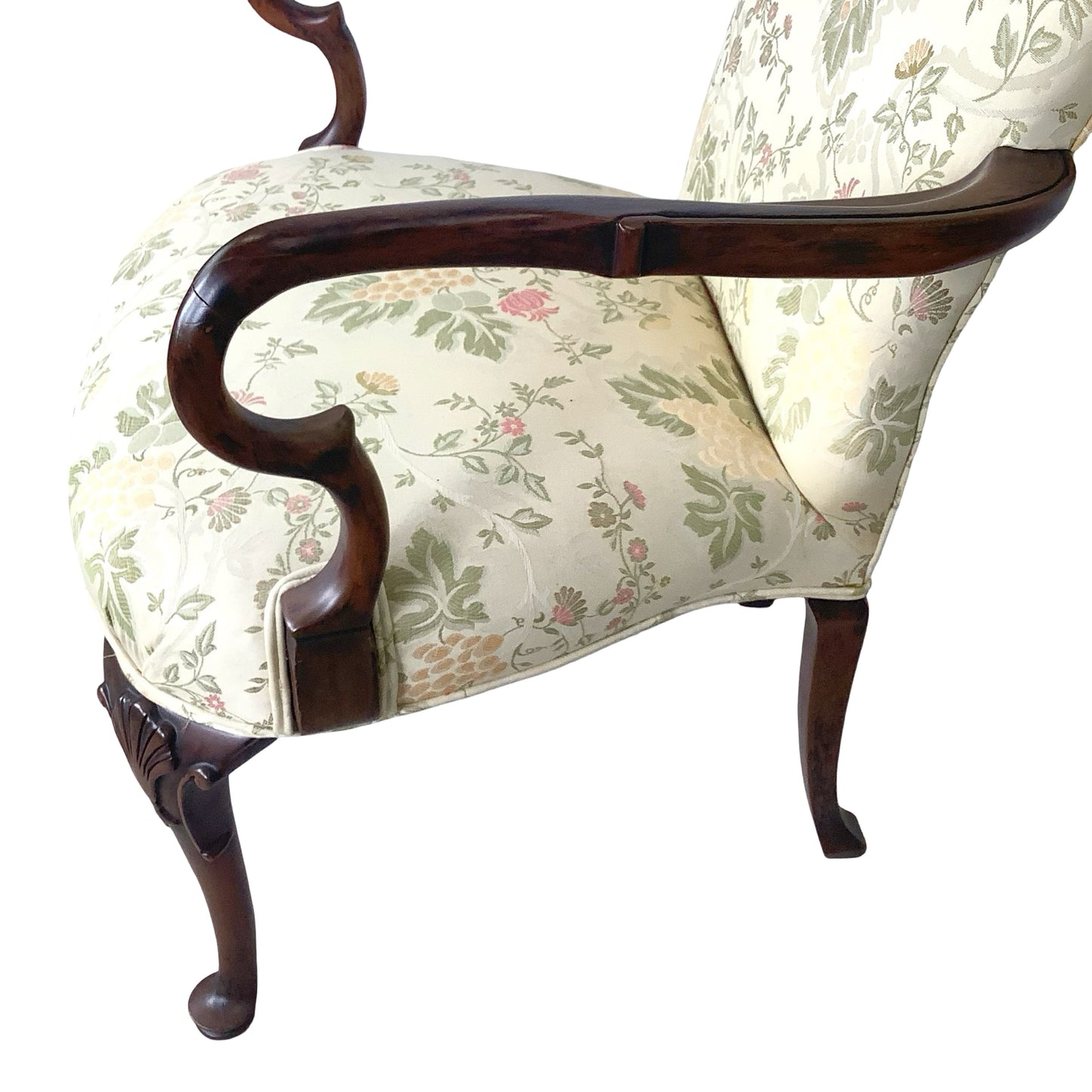 Vintage Pair of Georgian Revival Armchairs | Floral Upholstery | Set of 2
