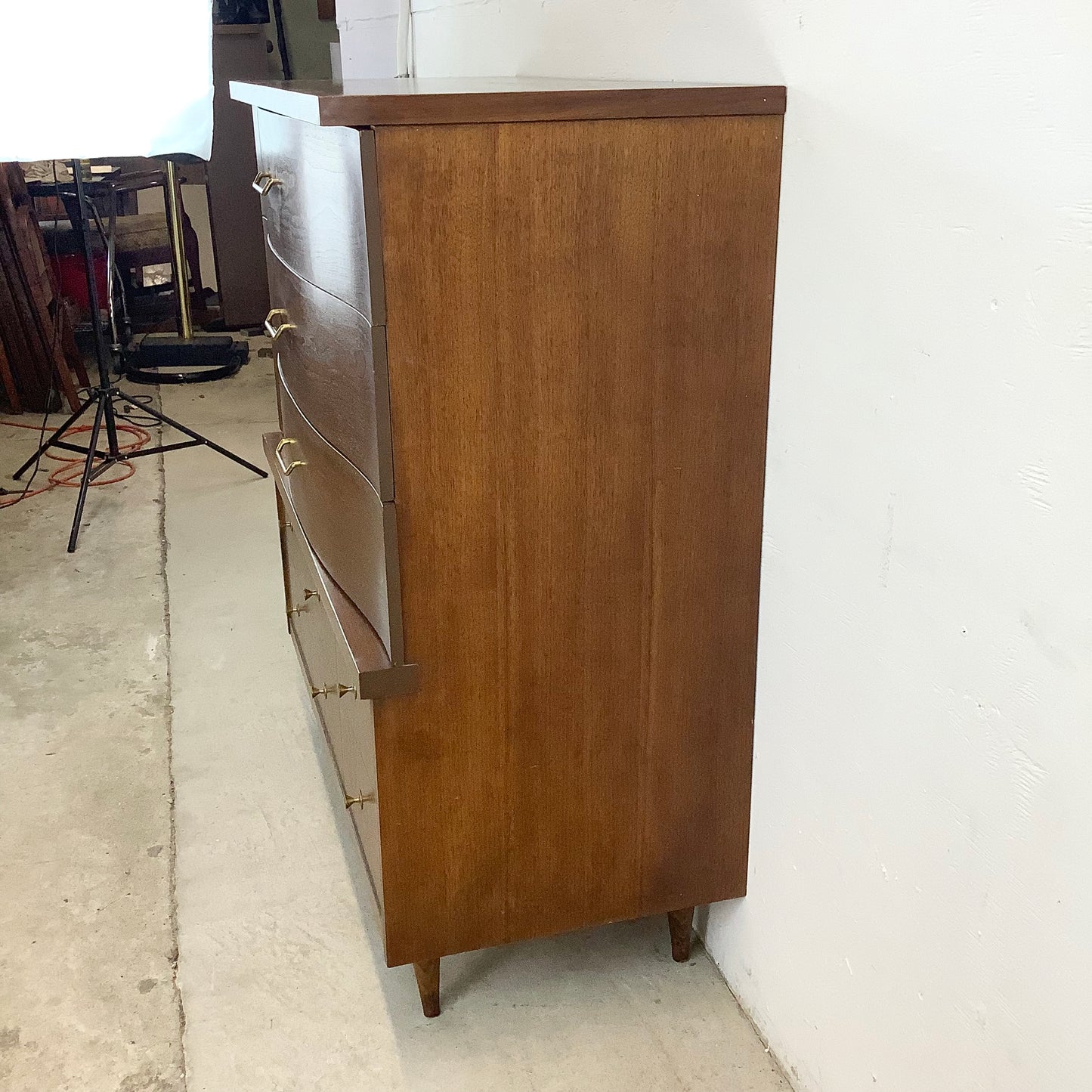 Mid-Century Walnut Highboy Dresser by Bassett Furniture