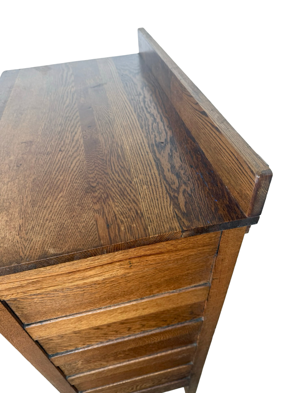 Antique Early 1900s Oak Five-Drawer Tall Chest of Drawers
