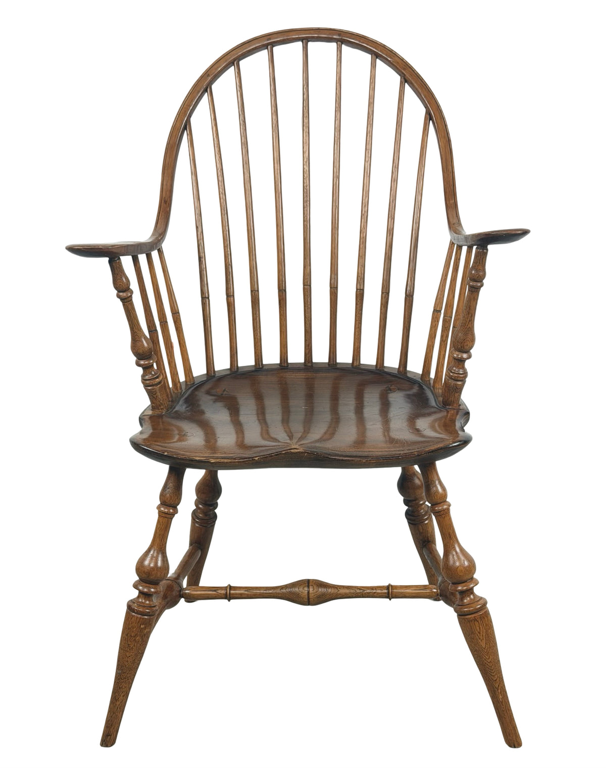 Antique Continuous-Arm Windsor Spindle-Back Wooden Chair