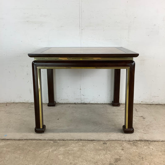 Vintage Burl & Brass End Table