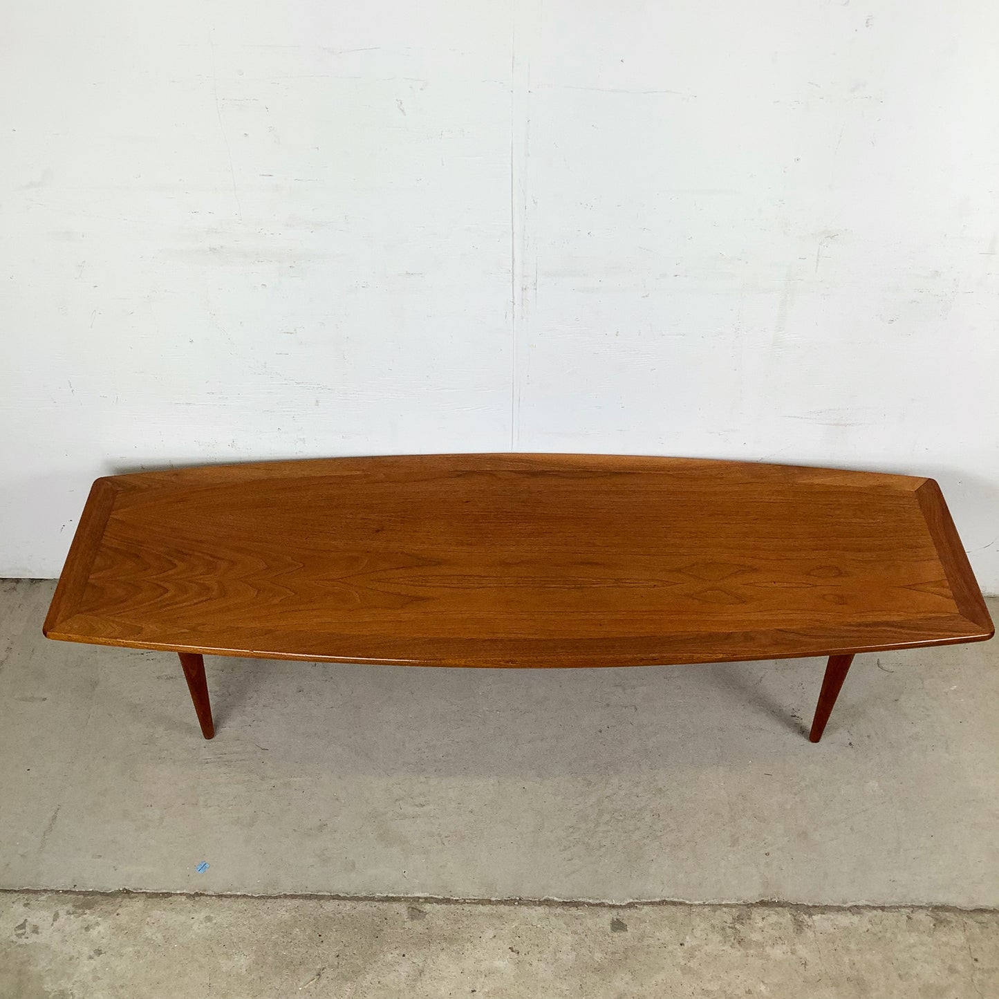 Scandinavian Modern Surfboard Teak Coffee Table