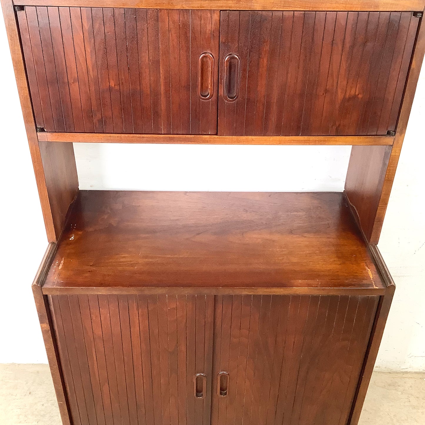 Vintage Mid-Century Modern Walnut Secretary Bookcase | Drop-Front Desk | c. 1960s