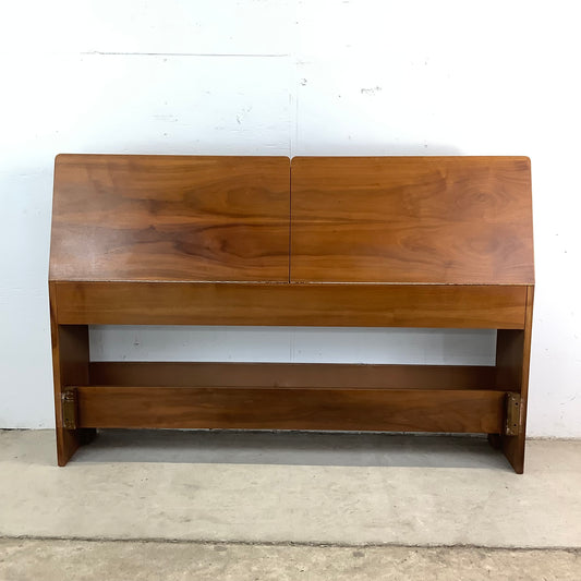 Vintage Walnut Storage Headboard- Full Size