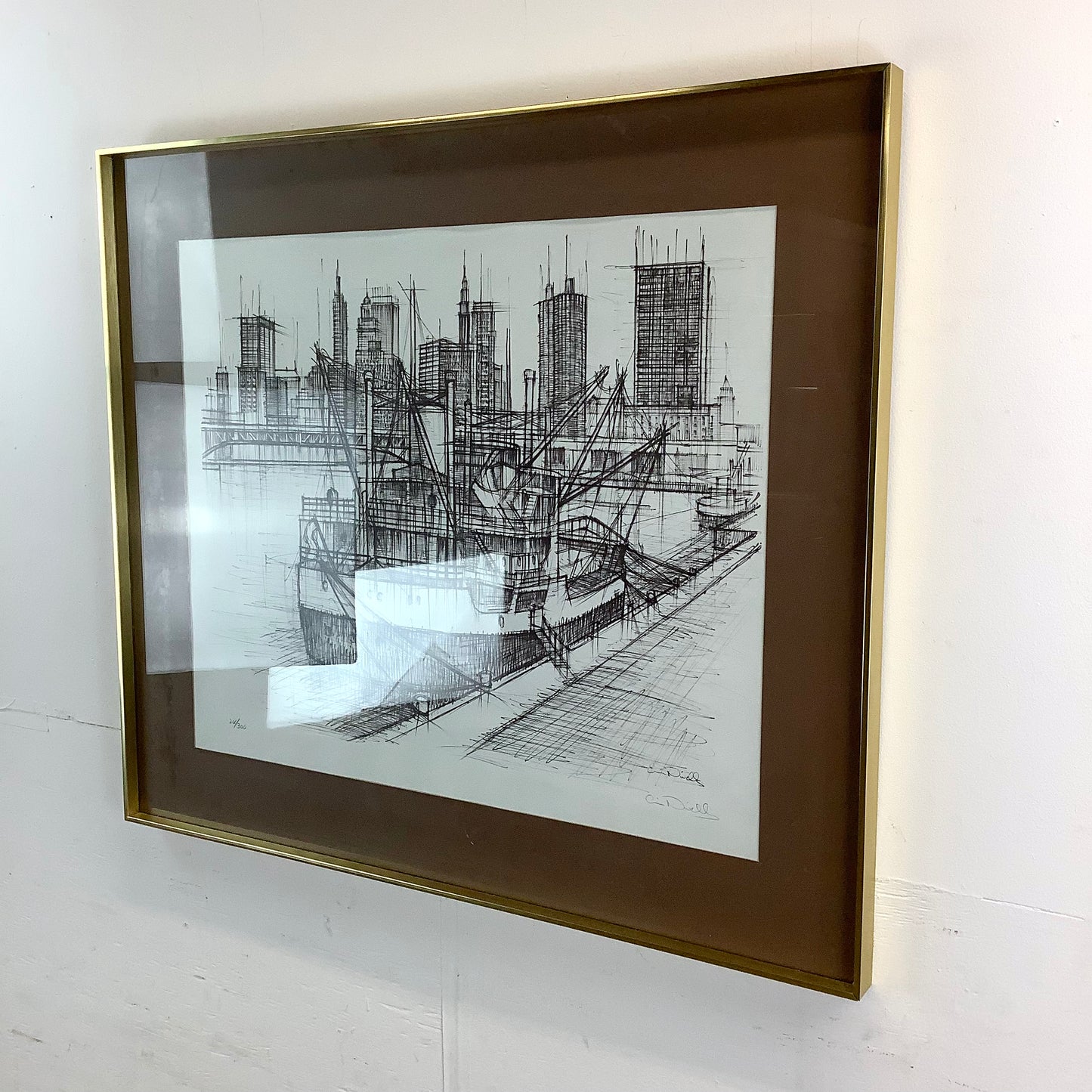 1960's Cityscape Lithograph signed Nivelle