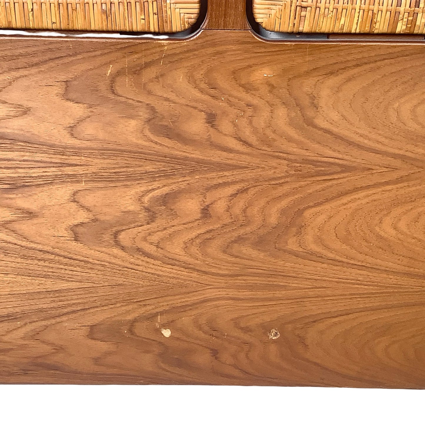 VintageModern Scandinavian Style Teak & Cane Full Headboard