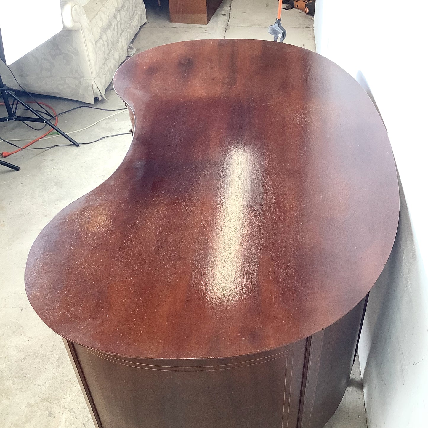 English Edwardian Mahogany Kidney Writing Desk
