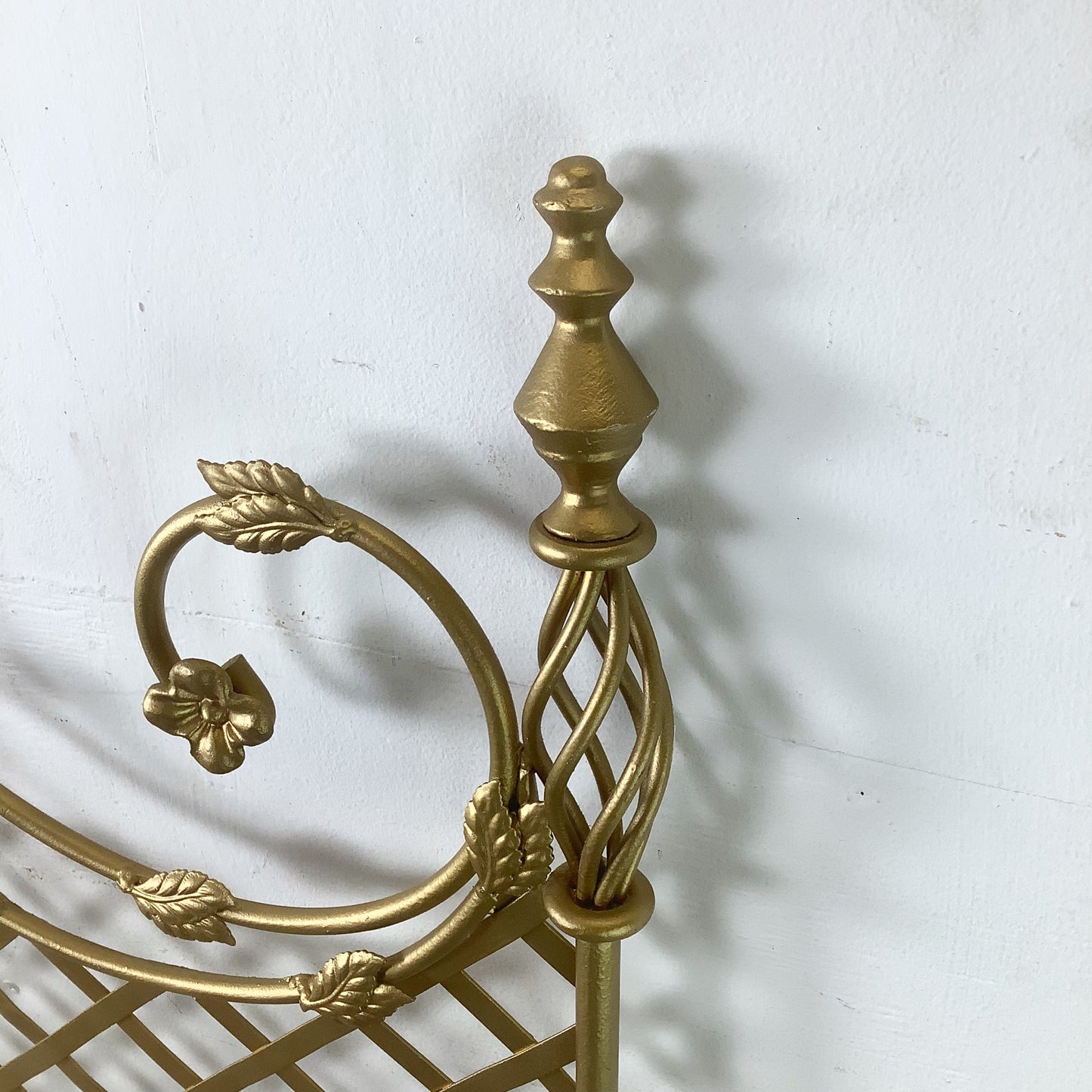 Vintage Hollywood Regency Gilt Metal Trellis Headboard