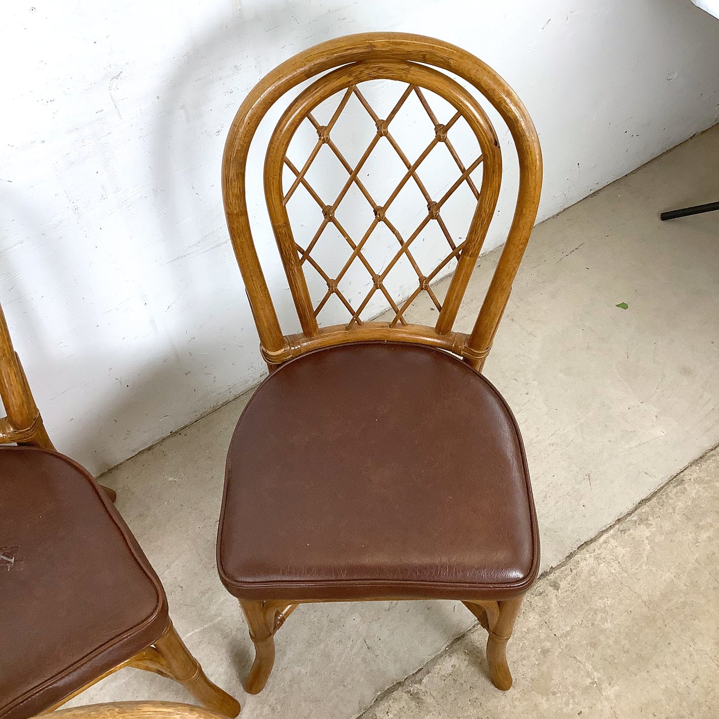 Set of Four Vintage Rattan Dining Chairs