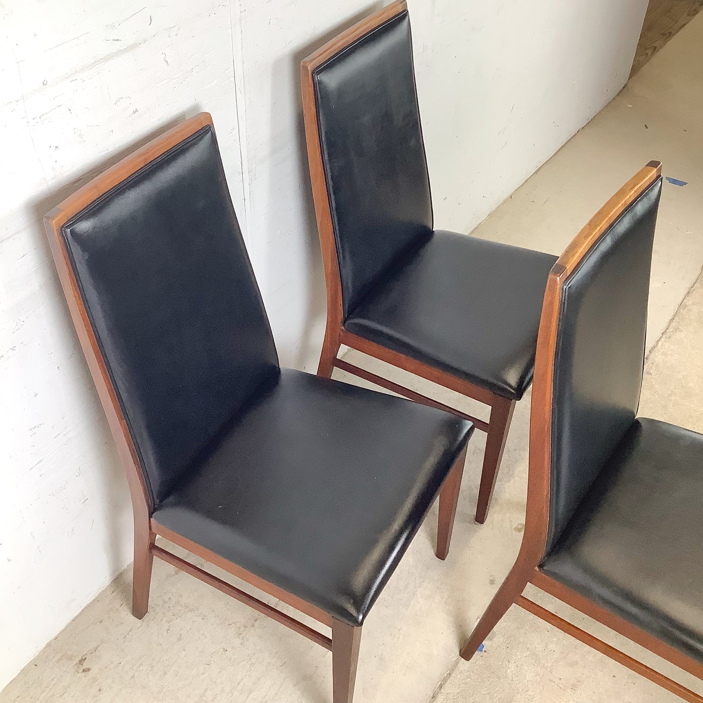 Set of Three Dillingham Furniture Walnut High-Back Dining Chairs
