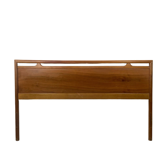 Mid-Century Modern Walnut Headboard | Vintage Full Size | Sculptural Cutout Detail