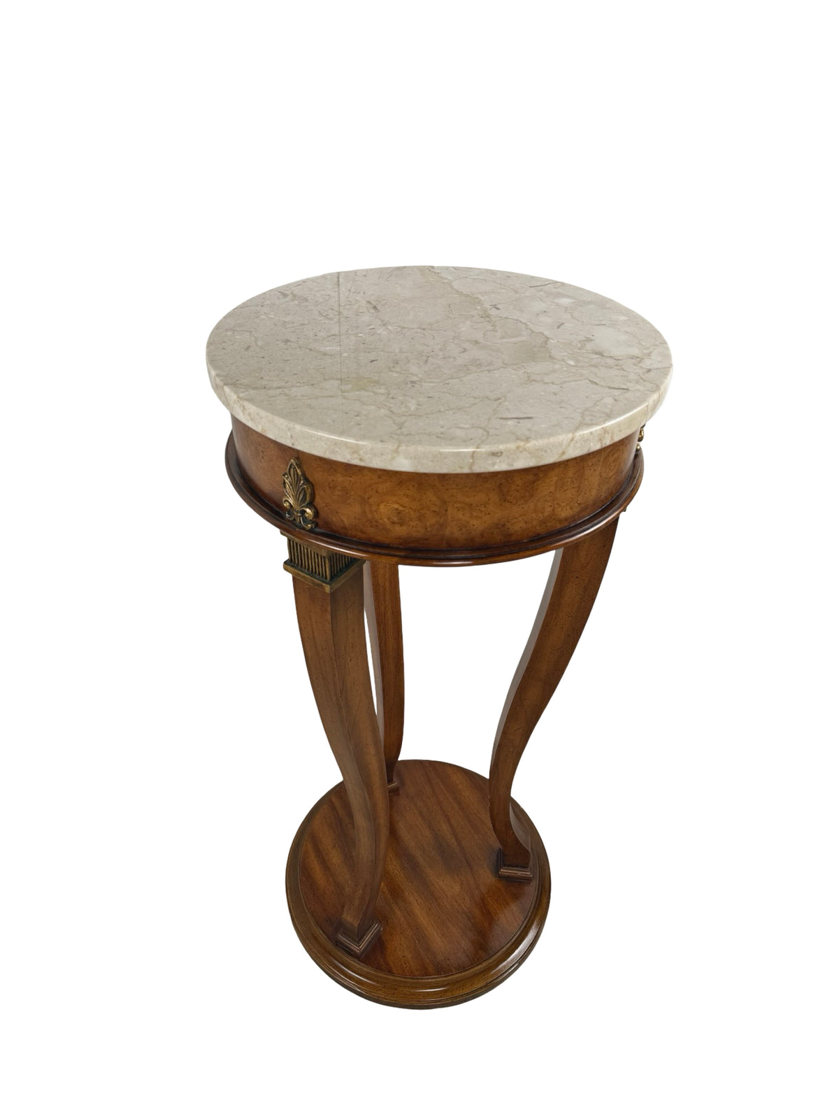 Vintage Neoclassical Italian Marble-Top Pedestal Side Table