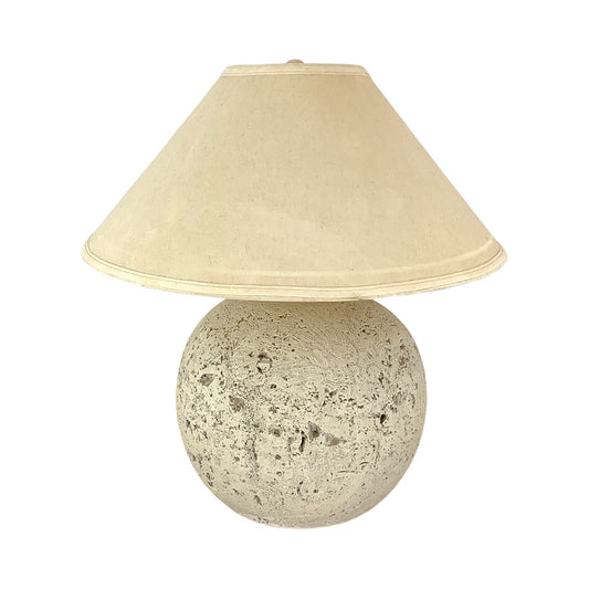Coastal Modern Orb Lamp in Natural Coral Stone With Shade