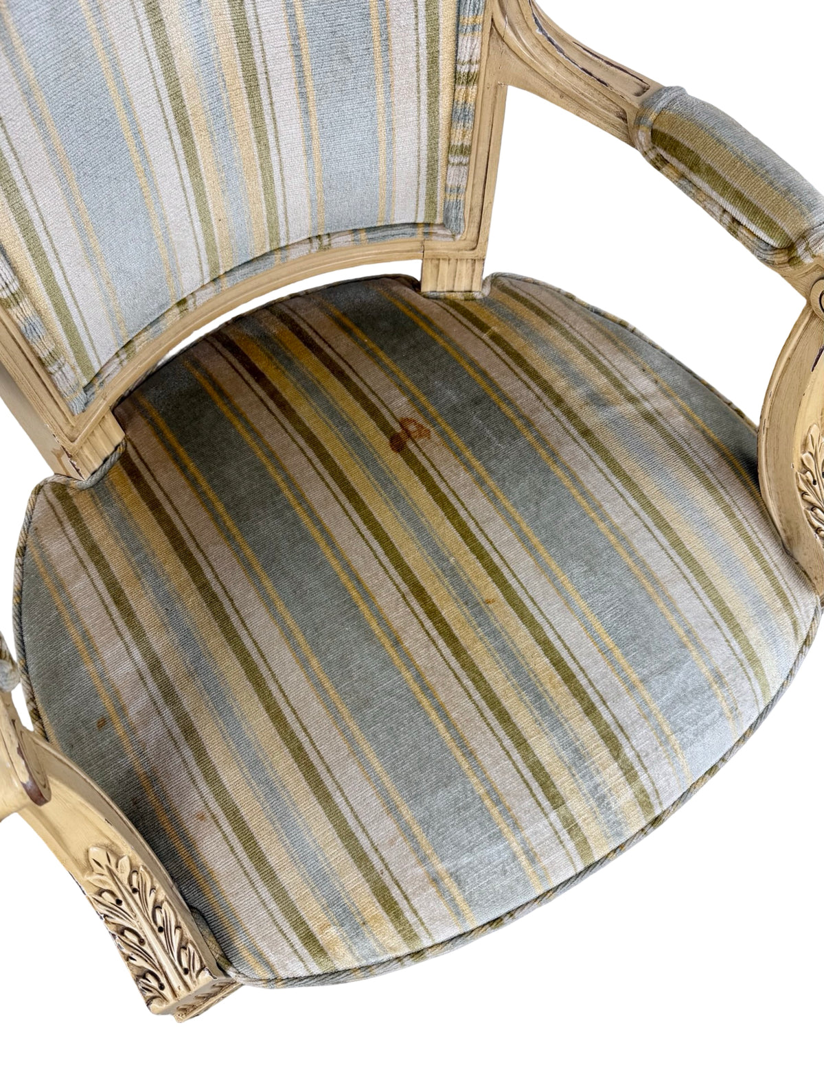 Vintage Neoclassical X-Back Side Chair with Striped Upholstered Seat