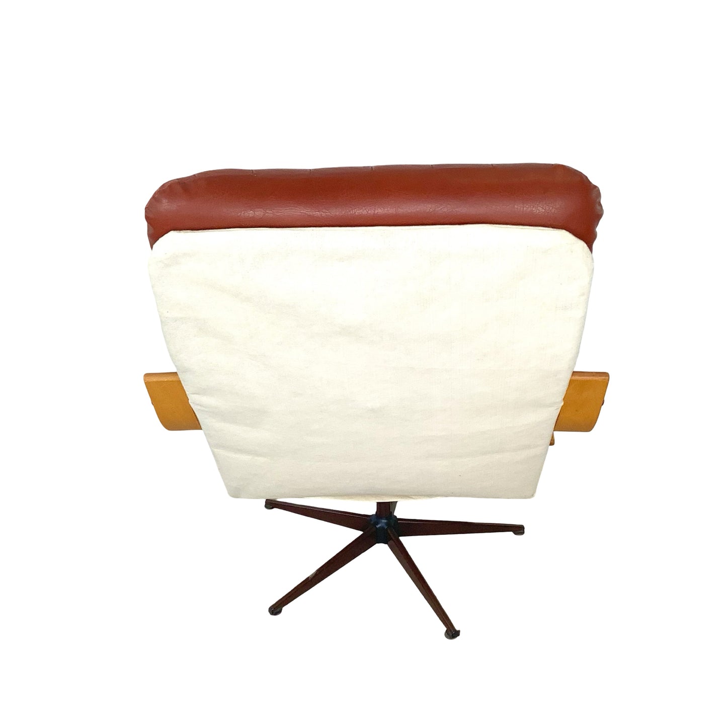 Mid-Century Modern Style Tufted Swivel Lounge Chair - Cognac & Bentwood