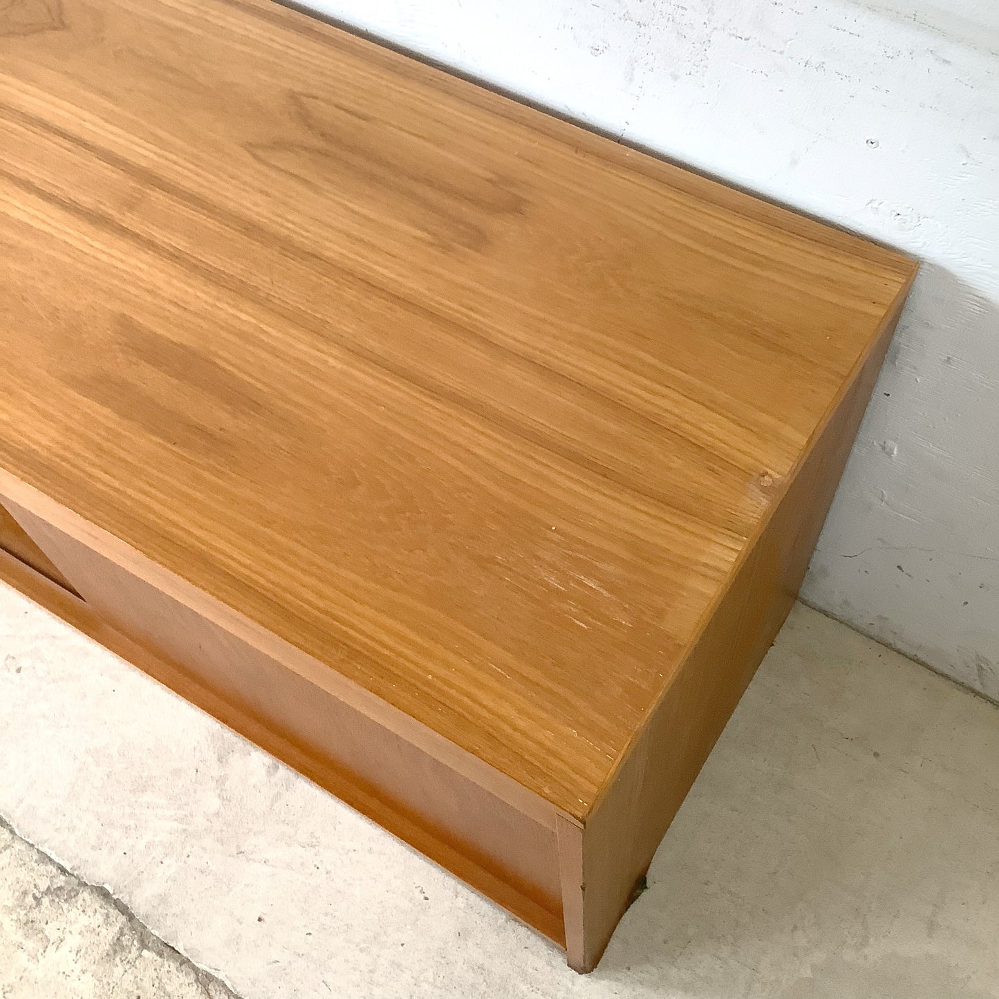 Vintage Scandinavian Modern Teak Credenza & Media Cabinet with Sliding Doors
