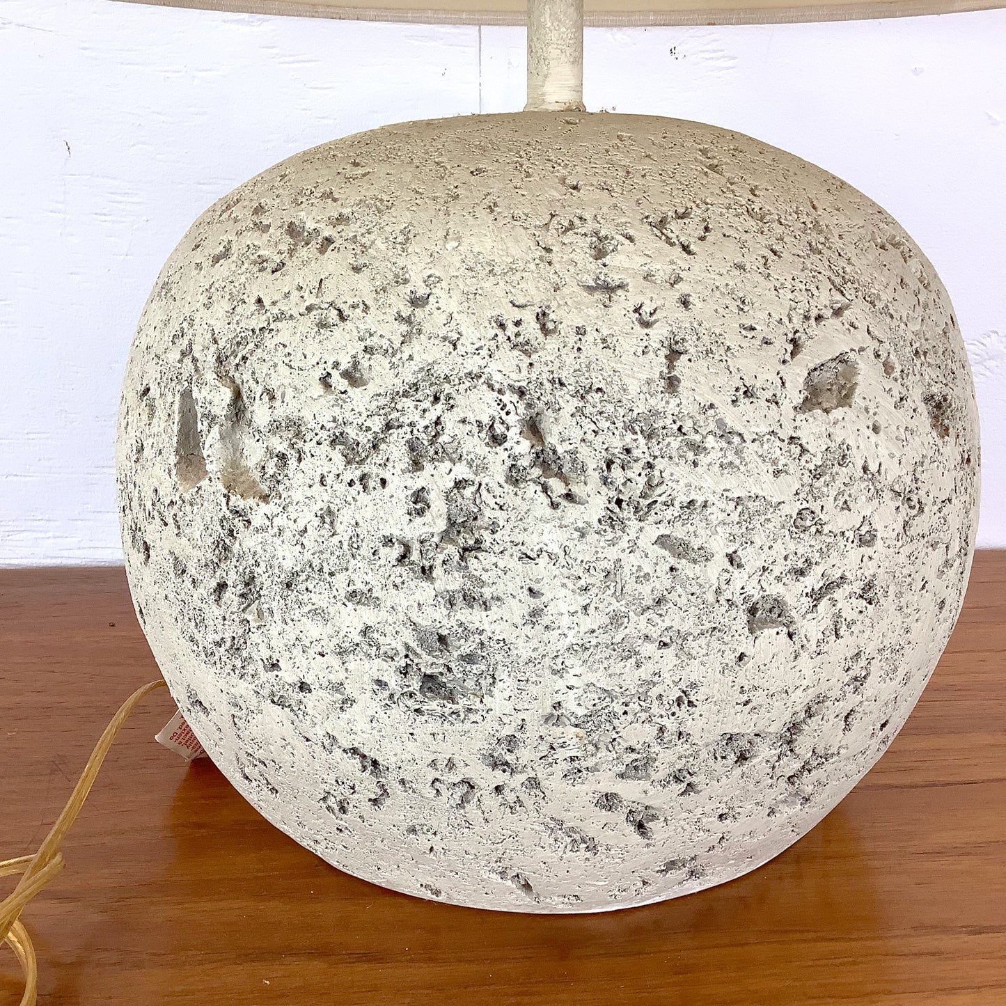 Coastal Modern Orb Lamp in Natural Coral Stone With Shade