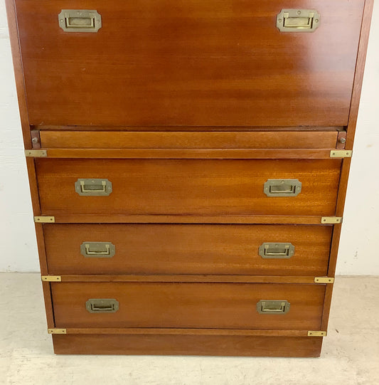 Vintage Campaign Dresser With Drop Front Desk by Doherty