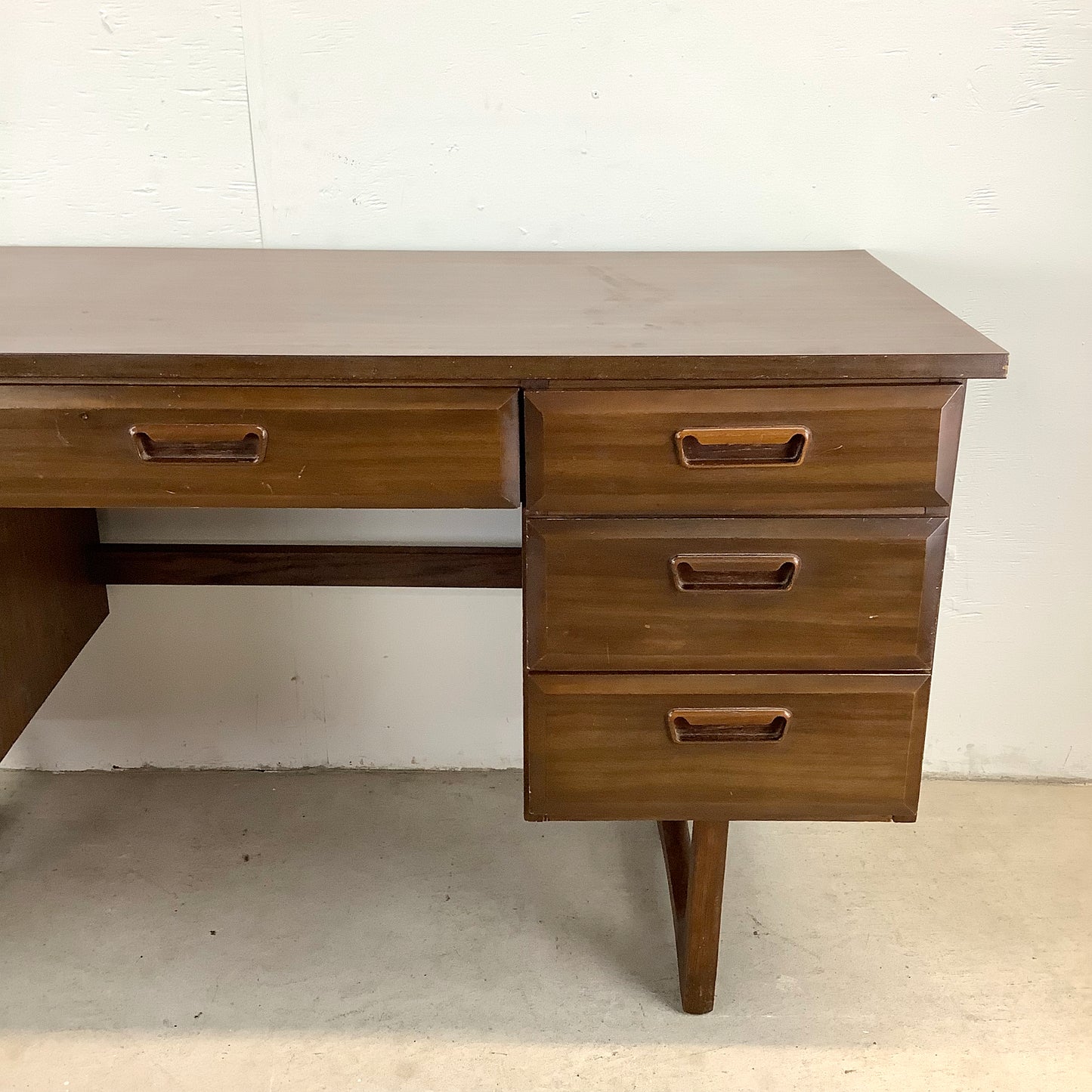 Mid-Century Six Drawer Writing Desk