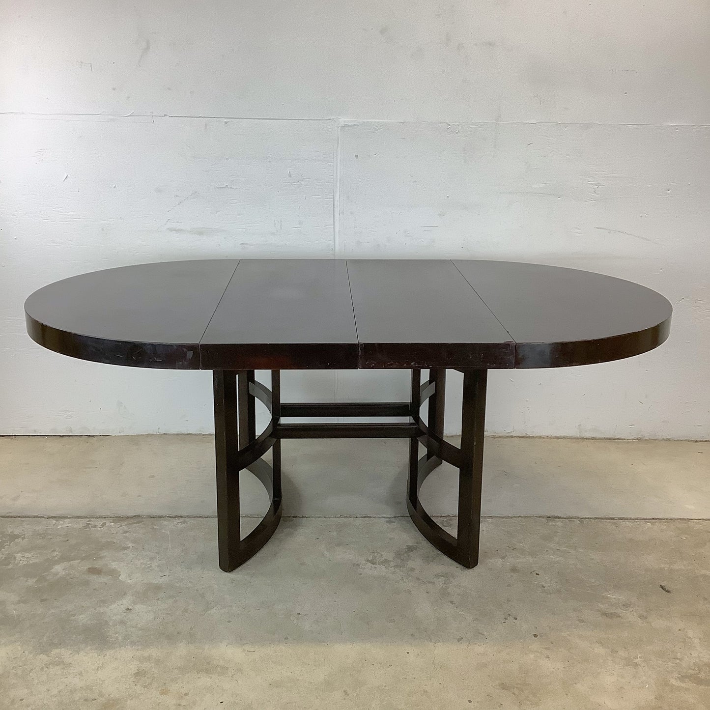 Ebonized Mahogany Round Extension Dining Table — Attributed to Paul T. Frankl