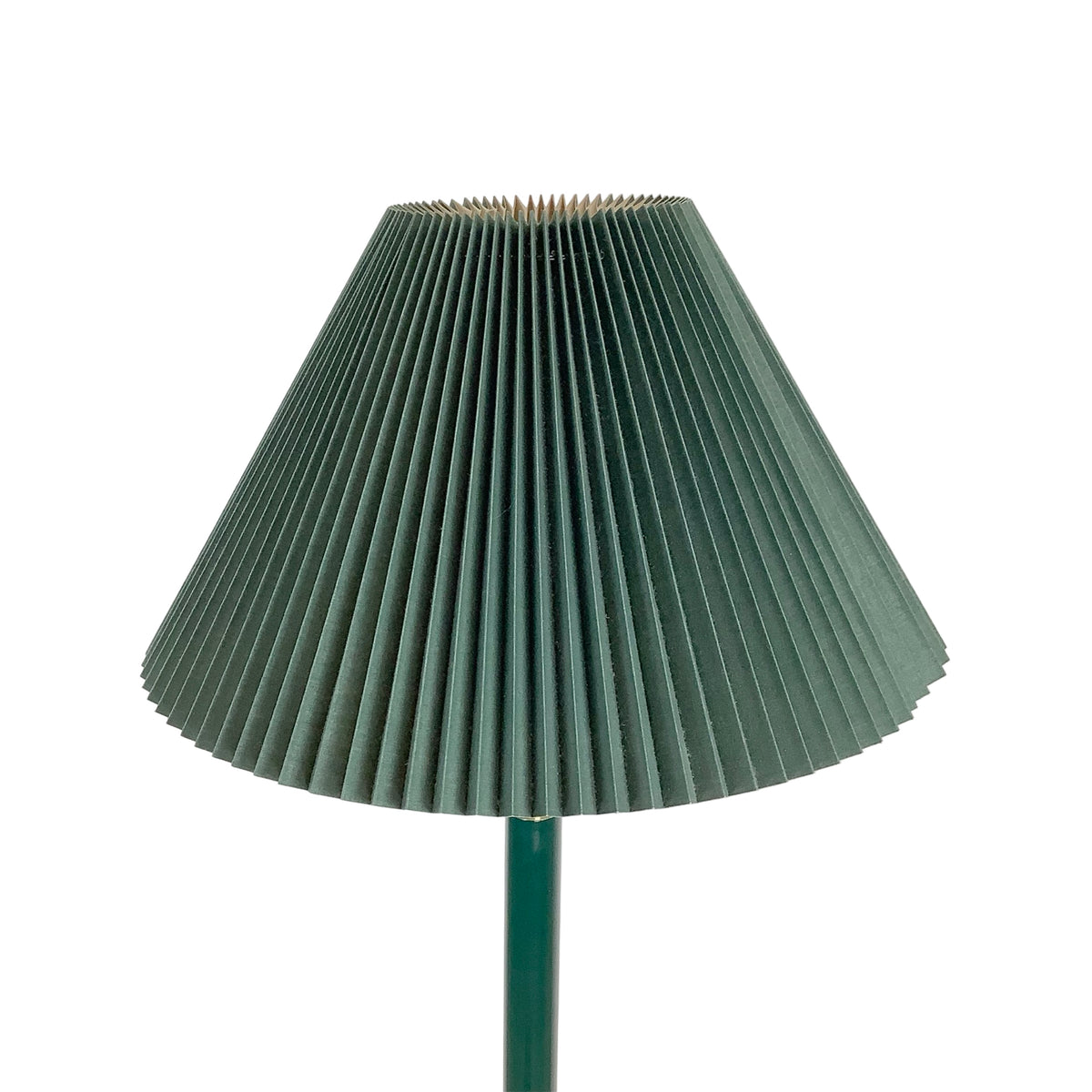 Vintage Hunter Green Brass Lamp, Pleated Fabric Shade, Traditional Hollywood Regency