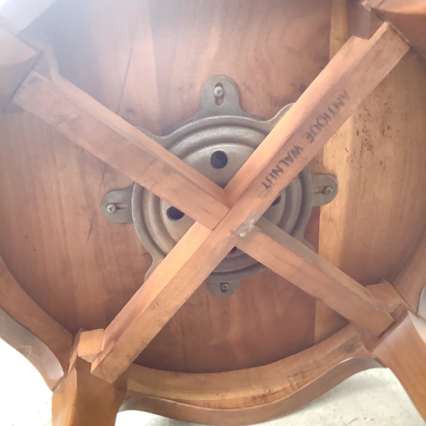 Vintage French Provincial Swivel Stool —Sage Velvet, Cabriole Legs, Mid-Century