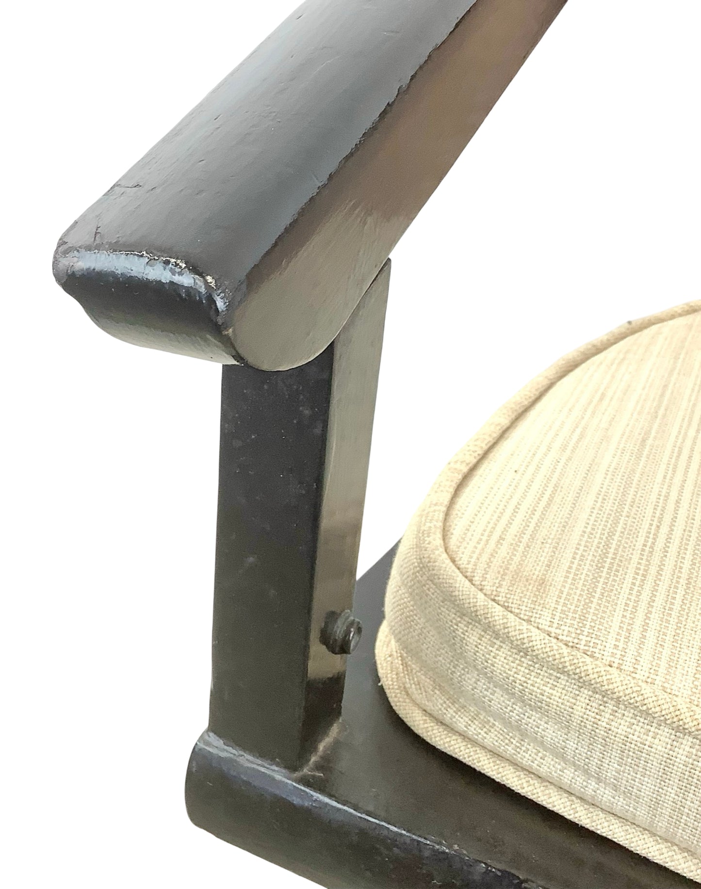 Vintage Black Lacquer Cane Swivel Chair