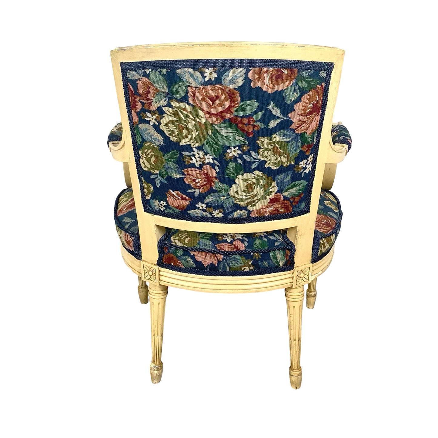 Vintage Louis XVI Style Painted Fauteuil | French Provincial Armchair  This painted fauteuil captures the timeless elegance of