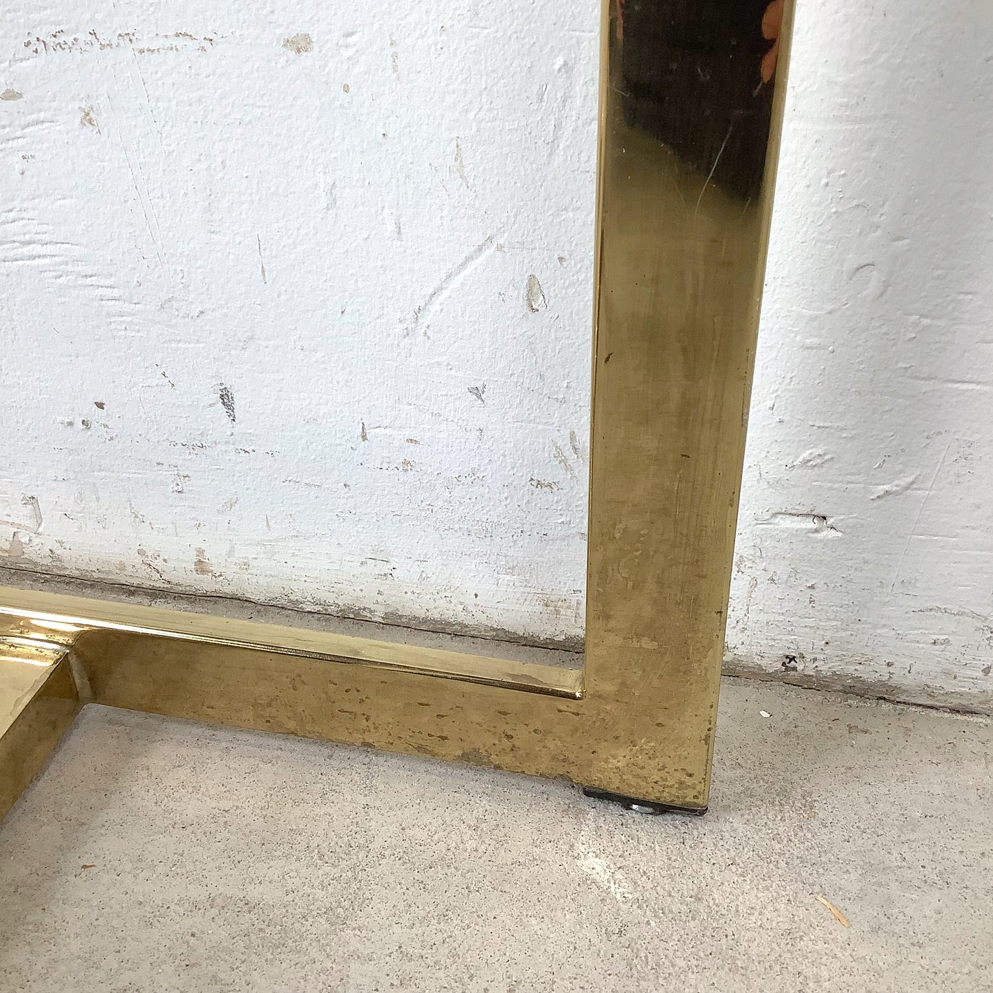 Architectural Brass and Glass Display Shelf, Vintage Modern