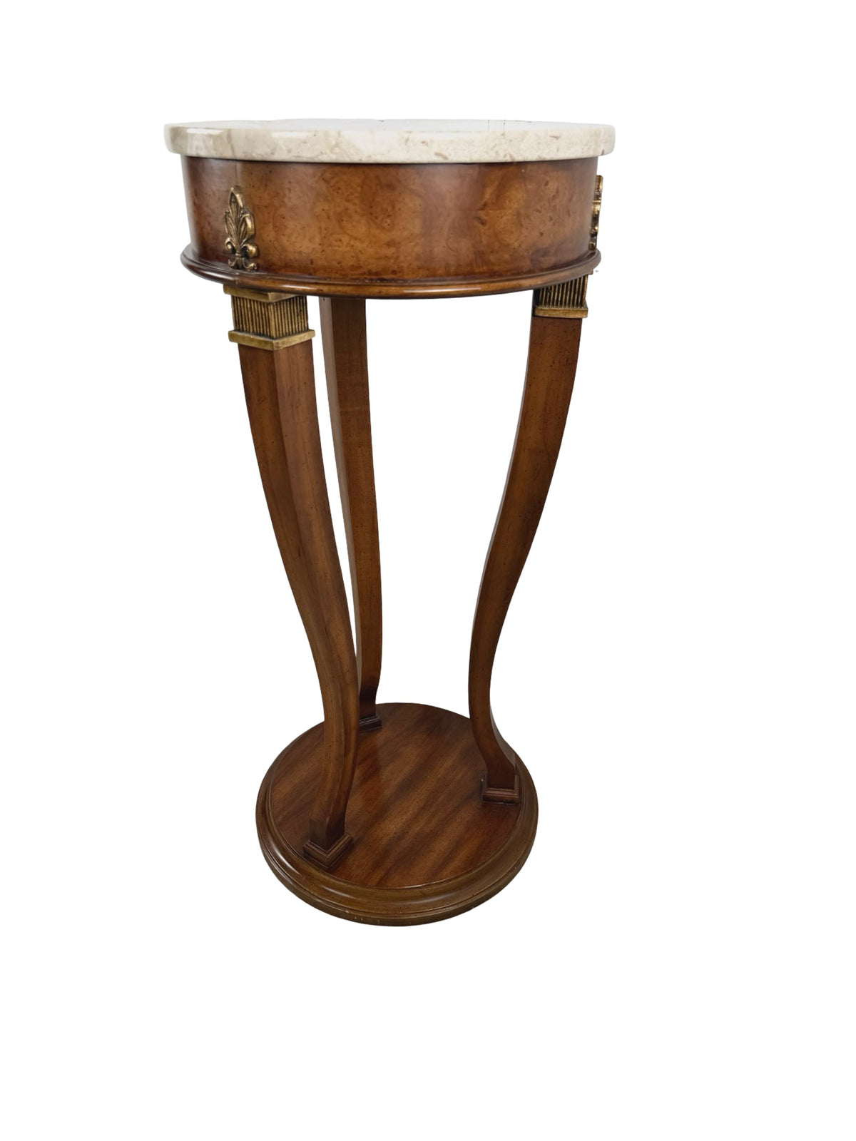Vintage Neoclassical Italian Marble-Top Pedestal Side Table