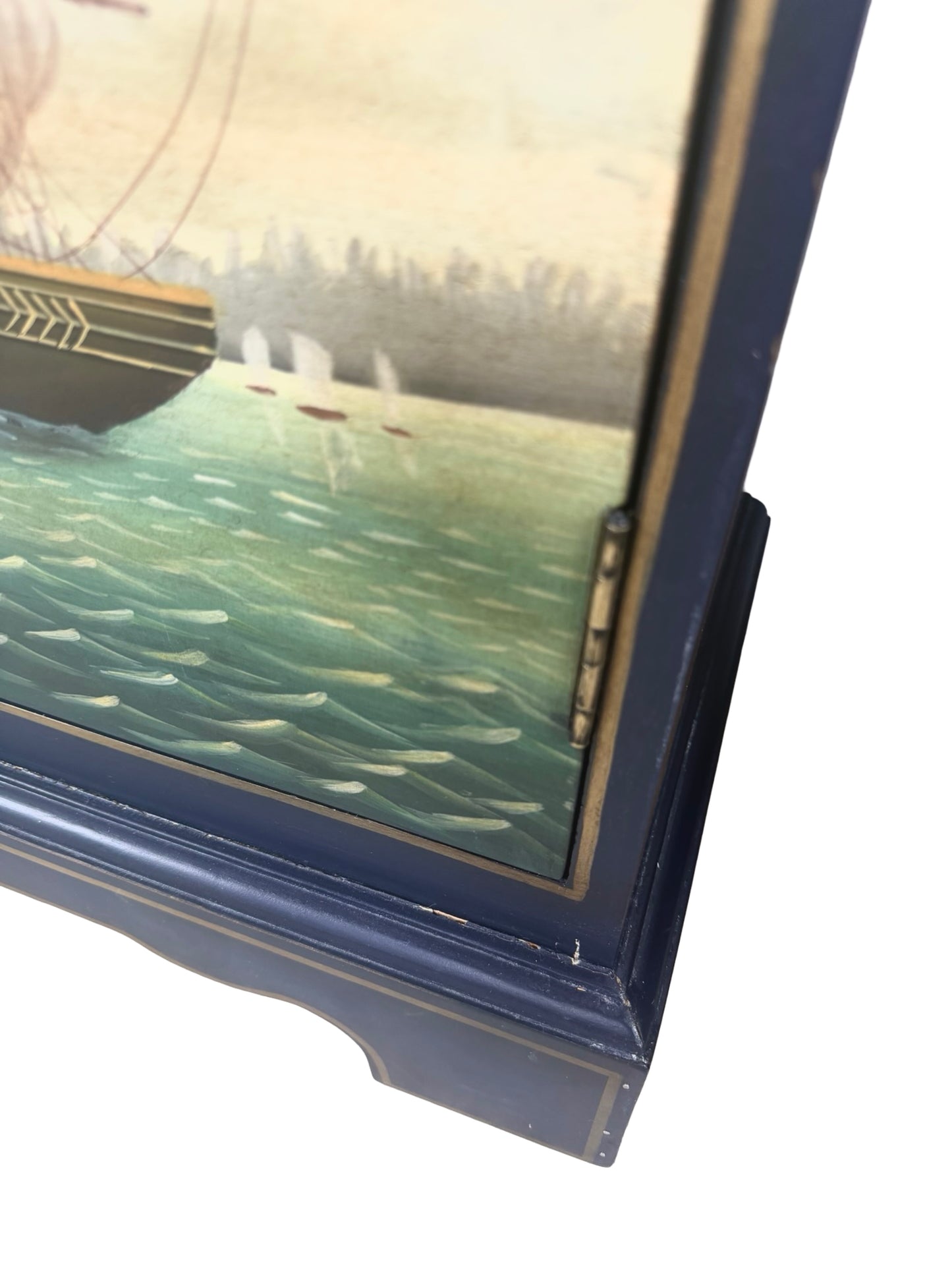Pair of Hand-Painted Nautical Cabinets — Clipper Ship & Compass Rose Design
