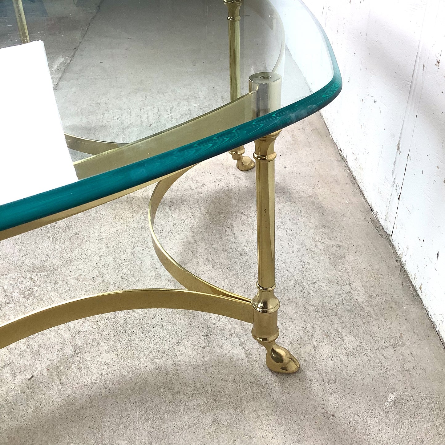 Sculptural Hollywood Regency Brass &amp; Glass Coffee Table