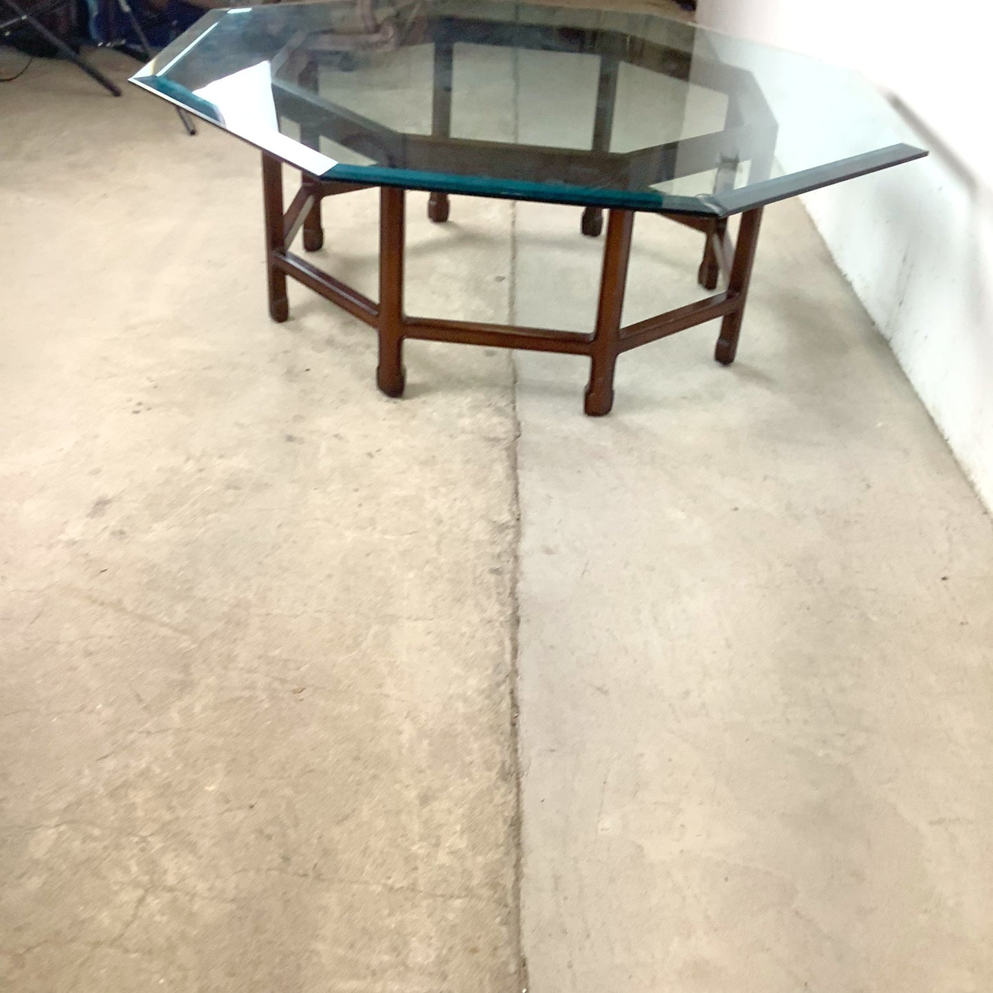Vintage Modern Octagonal Glass Coffee Table