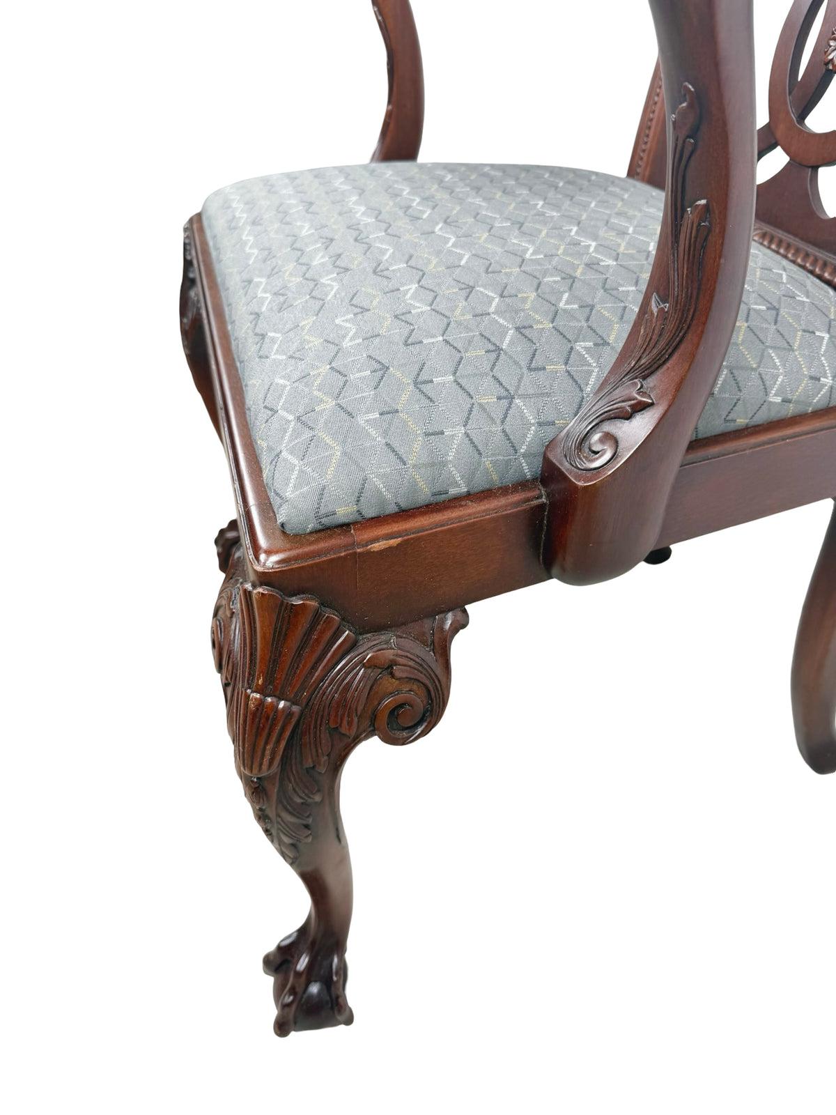 Vintage Maitland-Smith Chippendale Carved Armchair with Ball-and-Claw Feet