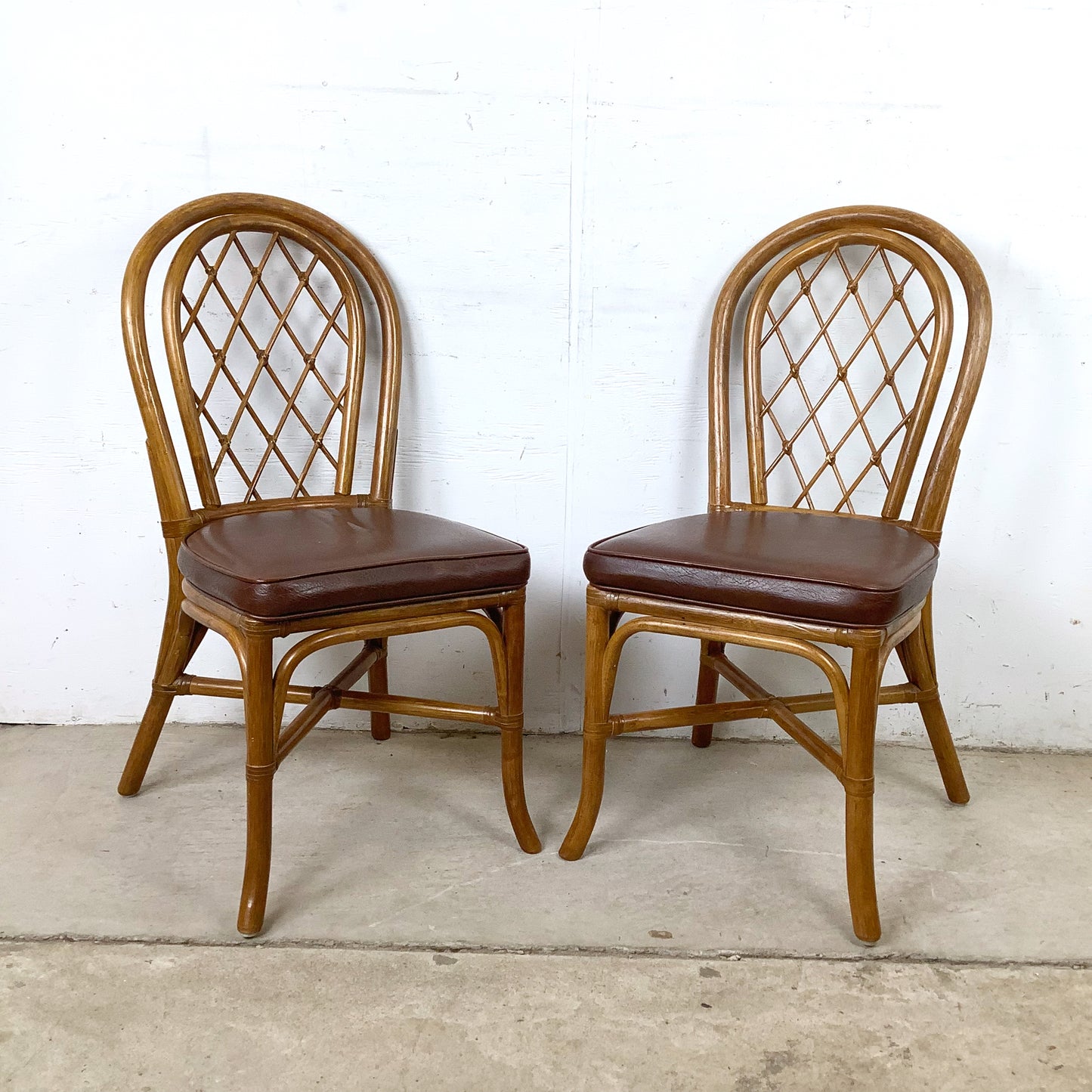 Set of Four Vintage Rattan Dining Chairs