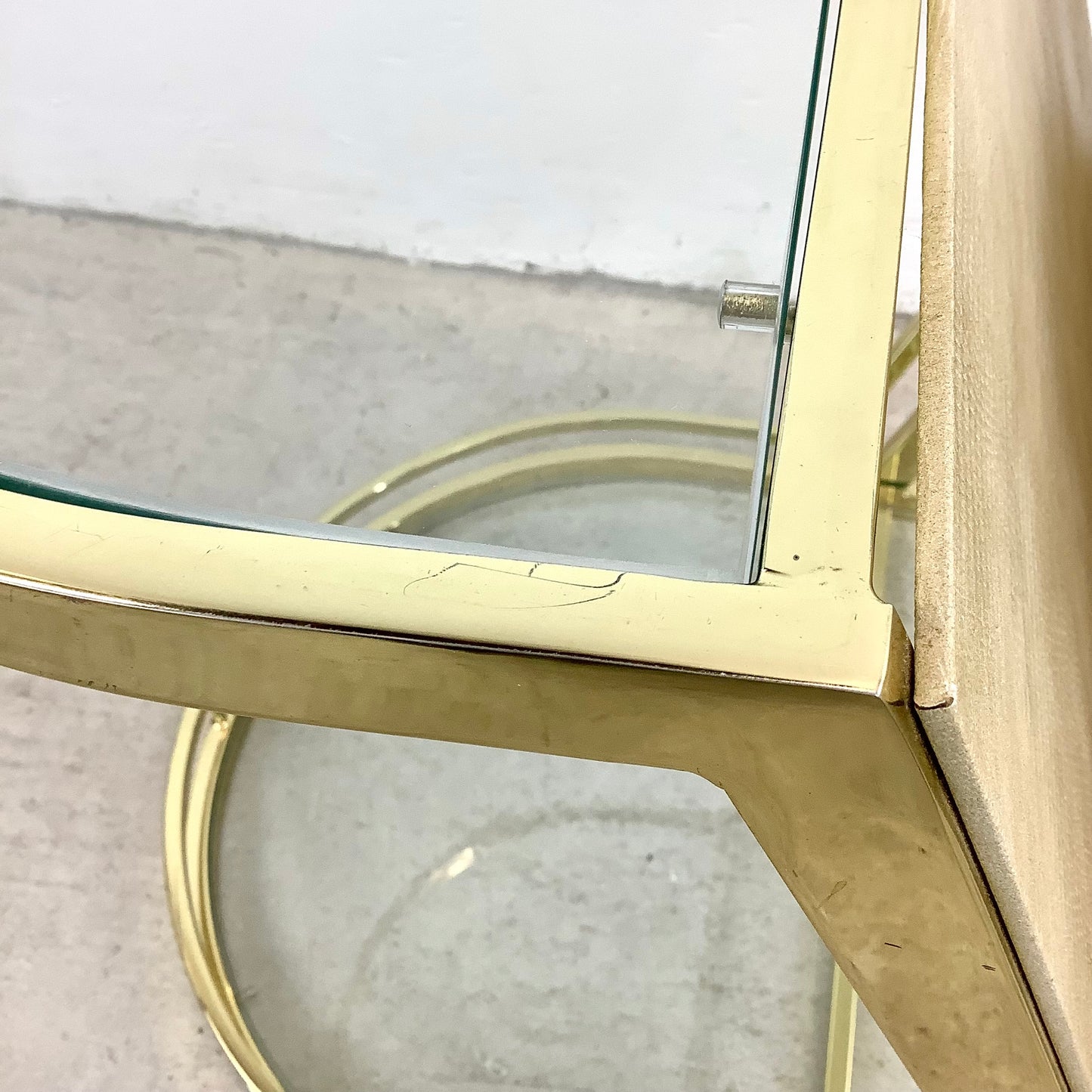 Vintage Hollywood Regency Brass & Glass Magazine Rack Side Table