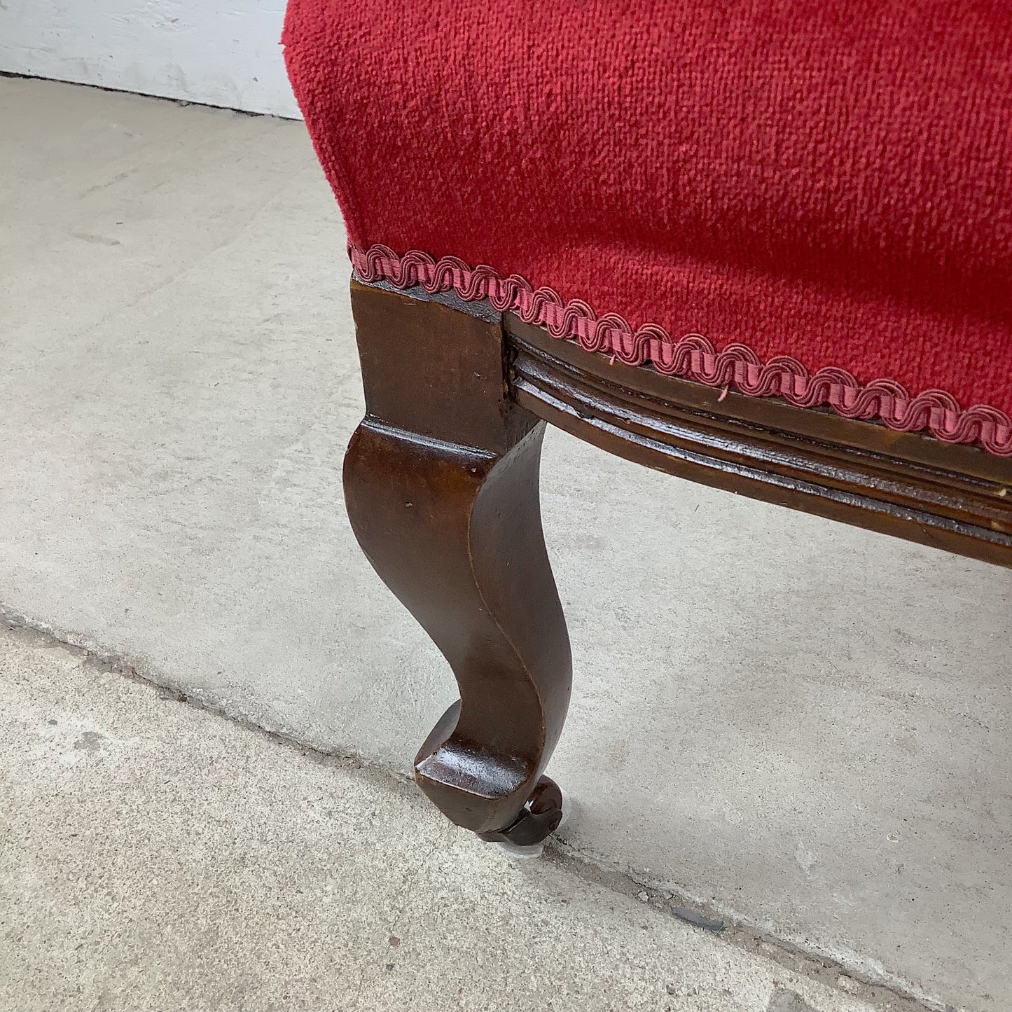 Empire Revival Upholstered Armchair in Red Velvet