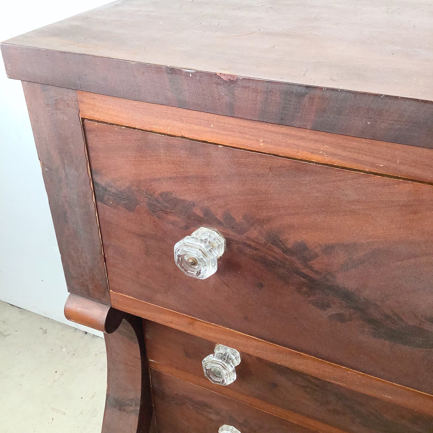 19th Century American Empire Flame Mahogany Four-Drawer Chest