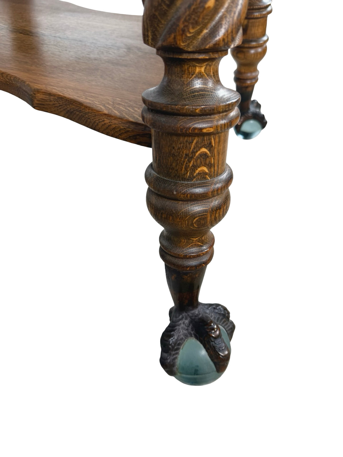 Early 20th Century Tiger Oak Barley Twist Table with Ball & Claw Feet
